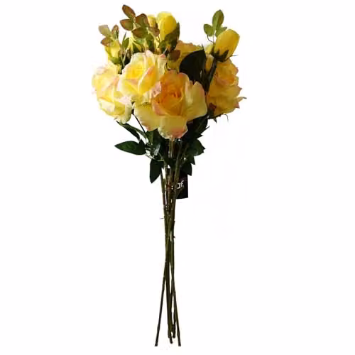 Leaf Design Yellow Rose Artificial Flowers, Pack of 6, Height: 80 cm – 2