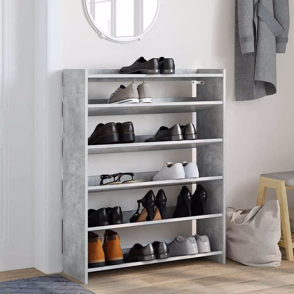 Berkfield Home Freestanding Shoe Rack in Concrete Grey, W/D/H: 80 x 25 x 100 cm – 3