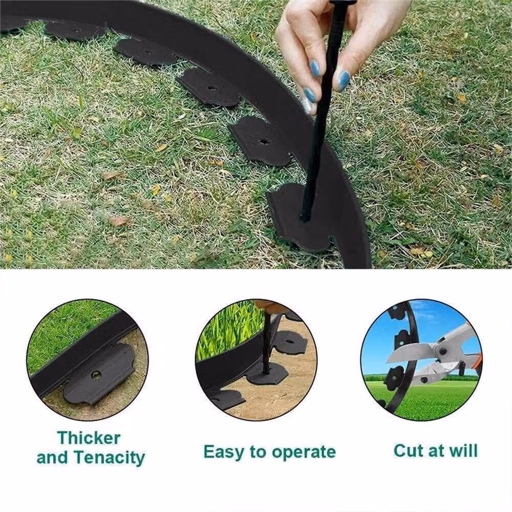 SPETLEK Black Plastic Garden Lawn and Stone Separation Edging Strip, 10 Metres – 3