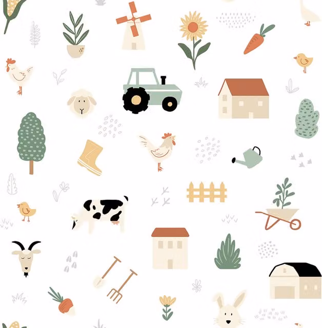 Muriva Country Farm Multi Floral Childrens Decor in Yellow and Multicolour