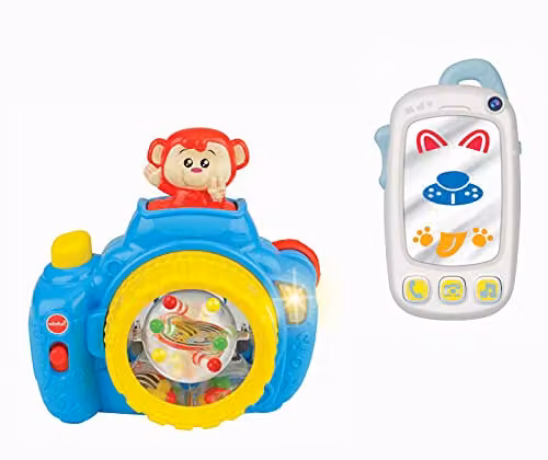 Winfun My First Baby Selfie Phone and Pop Up Monkey Camera Twin Pack in Blue and Multicolour – 2
