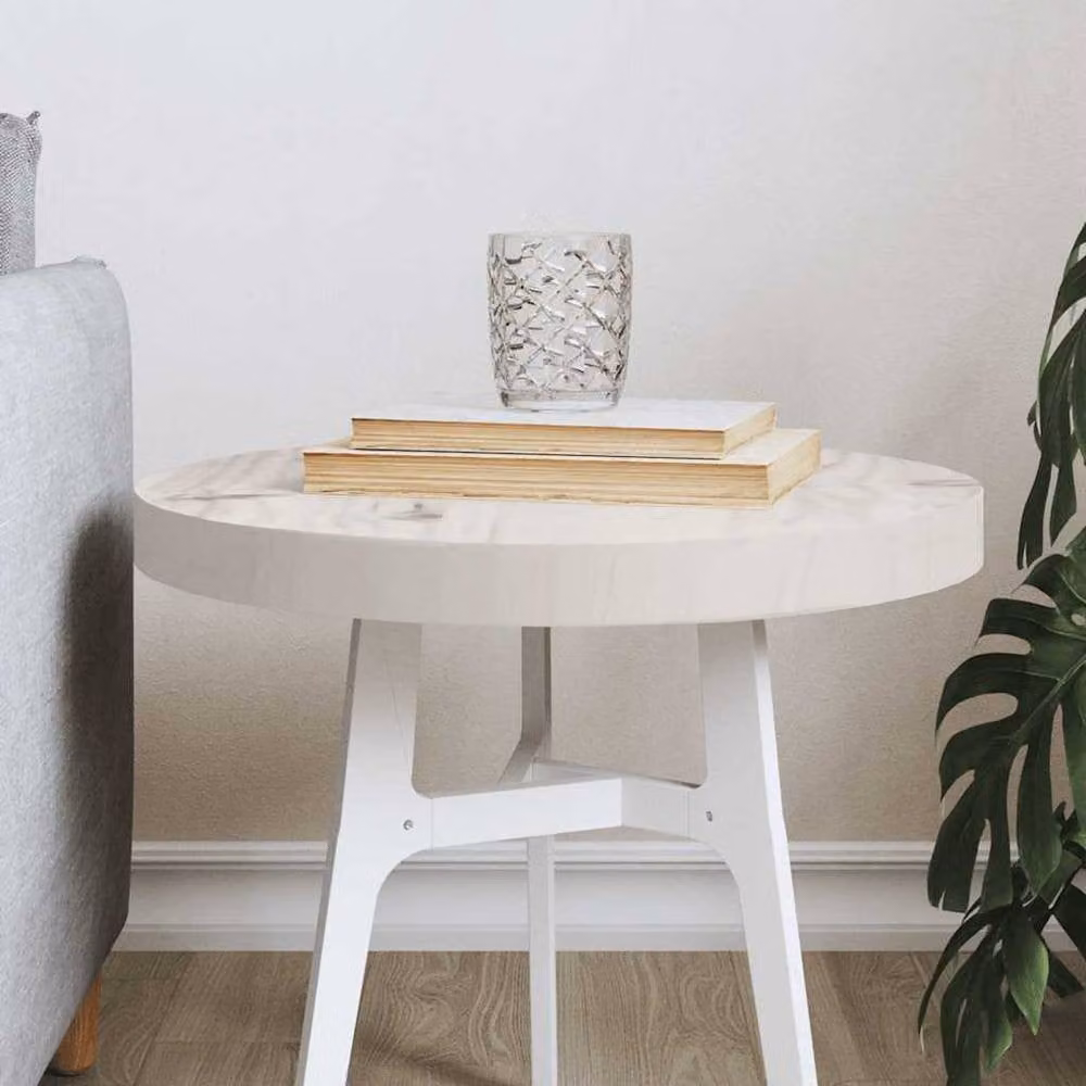 Berkfield Home Round Solid Wood Pine Table Top, White, Diameter: 40 cm, Height: 3 cm – 2