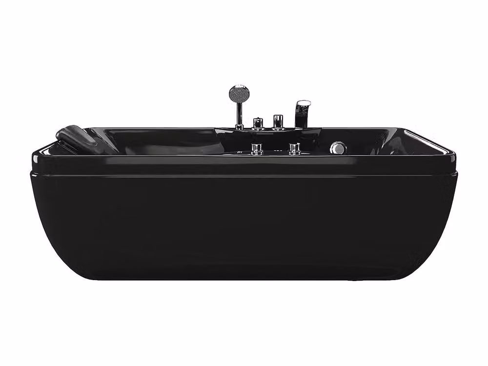 Vente-unique Black Whirlpool Bath, 1 Seater, Right-Handed, W/D/H: 150 x 75 x 54.5 cm – 2
