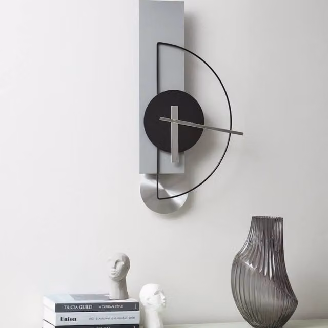 Wyld and Coco Grey Metal Wall Clock, Modern Rectangular Analog Design, W/H: 63 x 31 cm – 1
