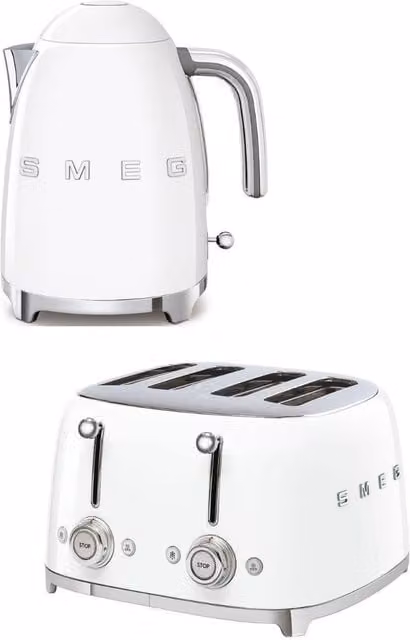 Smeg TSF03 and KLF03 4-Slice Toaster and Kettle Set in White