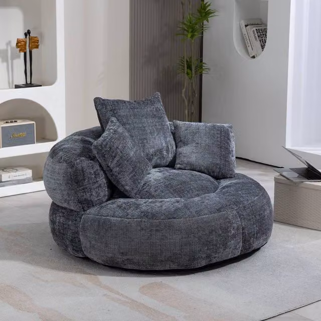 Direct Wicker Grey Chenille High Back Lazy Sofa Bean Bag Chair – 1