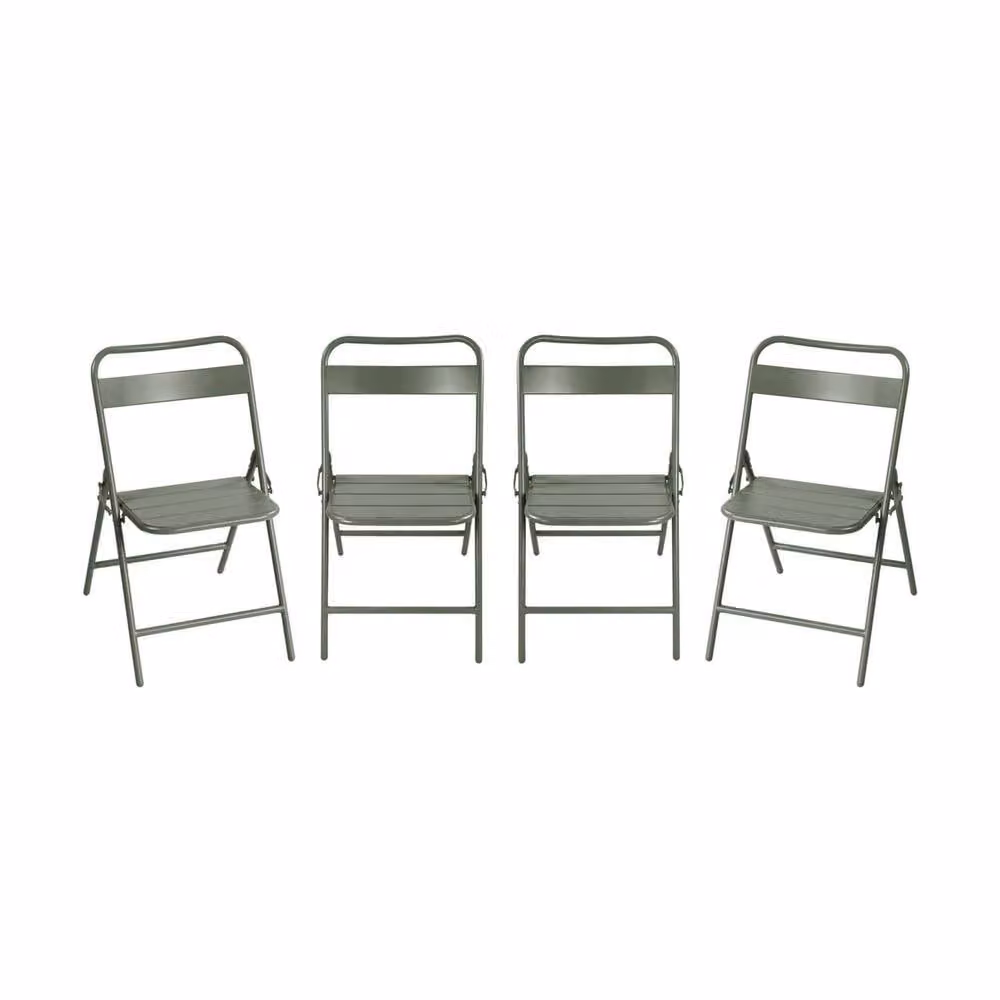 sweeek Set of 4 folding steel garden chairs in Khaki – 2