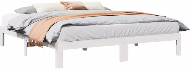 Berkfield Home Super King Solid Wood Pine Bed Frame, White, W: 180 cm, D: 200 cm