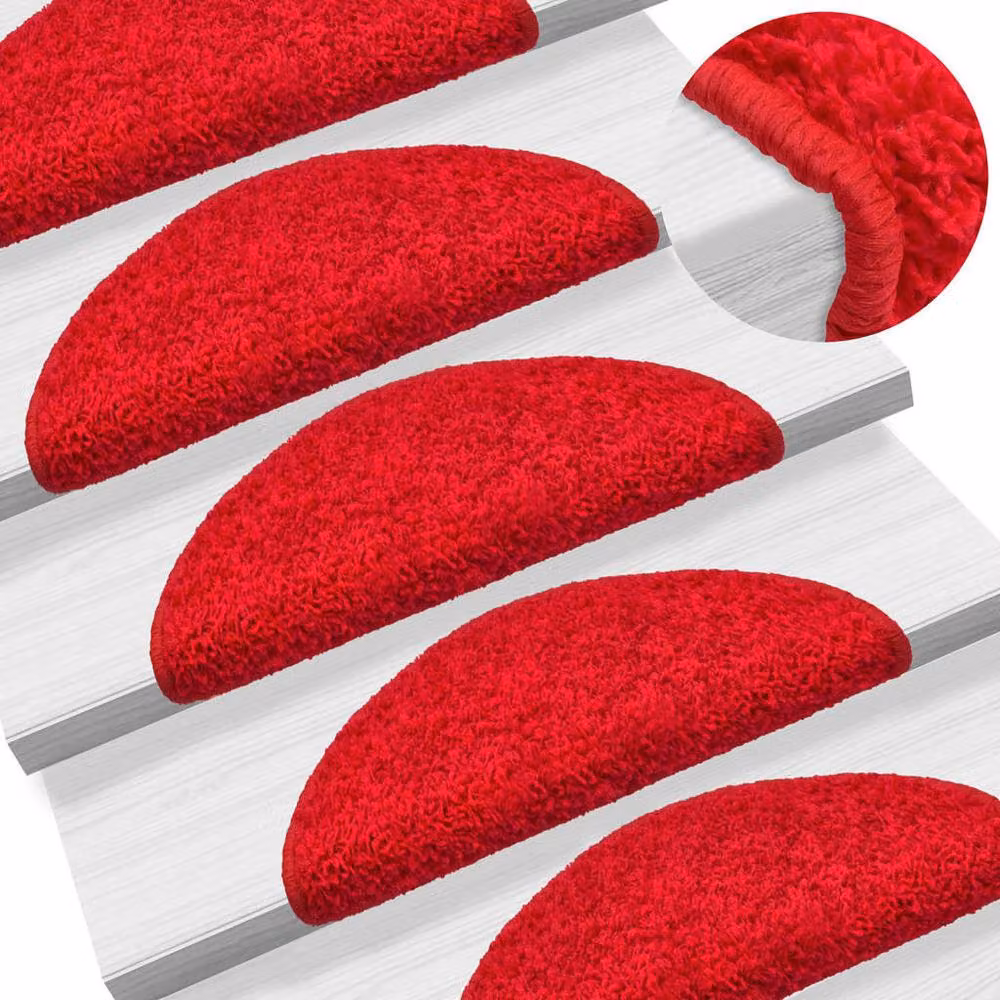 Berkfield Home Red Carpet Stair Treads, 15 Piece Set, W/D/H: 56 x 17 x 3 cm – 2