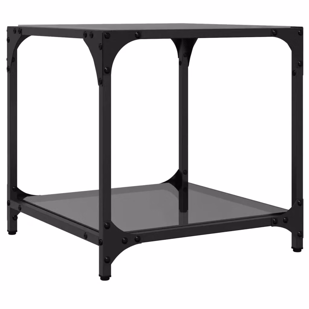 Berkfield Home Set of 2 Modern Square Coffee Tables with Black Glossy Glass Tops and Steel Legs, W/D/H: 40 x 40 x 40 cm – 5