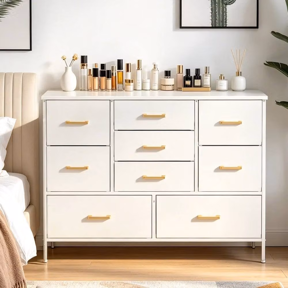 EONLION Modern White 9 Drawer Chest of Drawers Bedroom Storage Unit, Width: 100 cm – 2