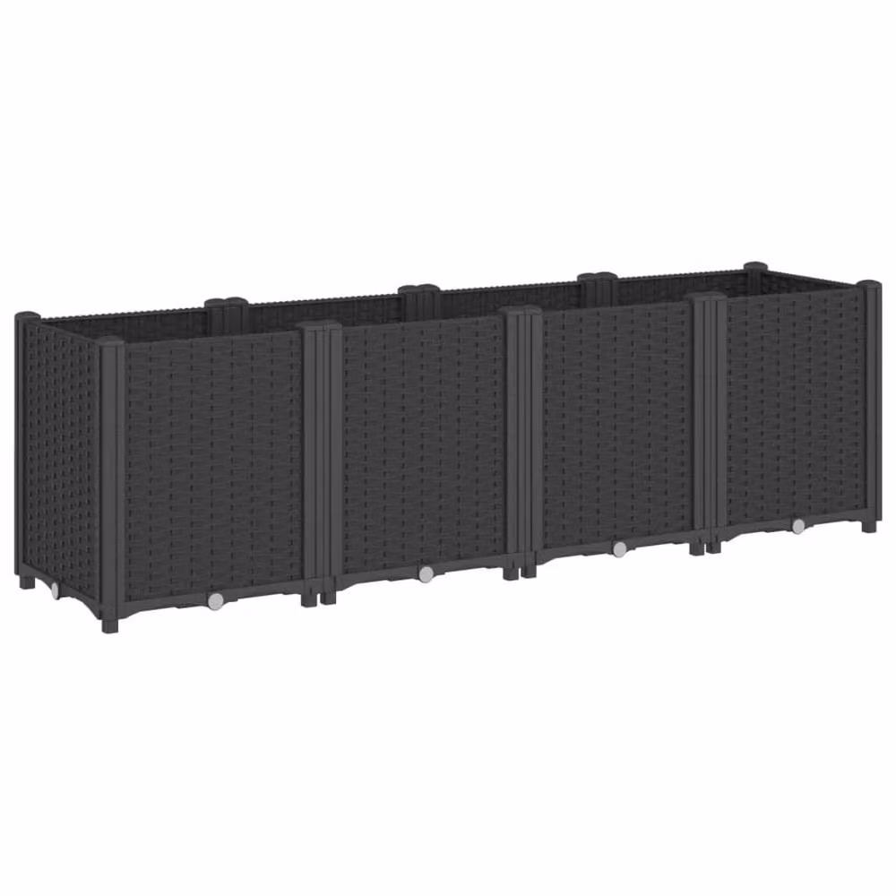 Berkfield Home Black Plastic Garden Planter Tub W: 160 cm, D: 40 cm, H: 53 cm – 2