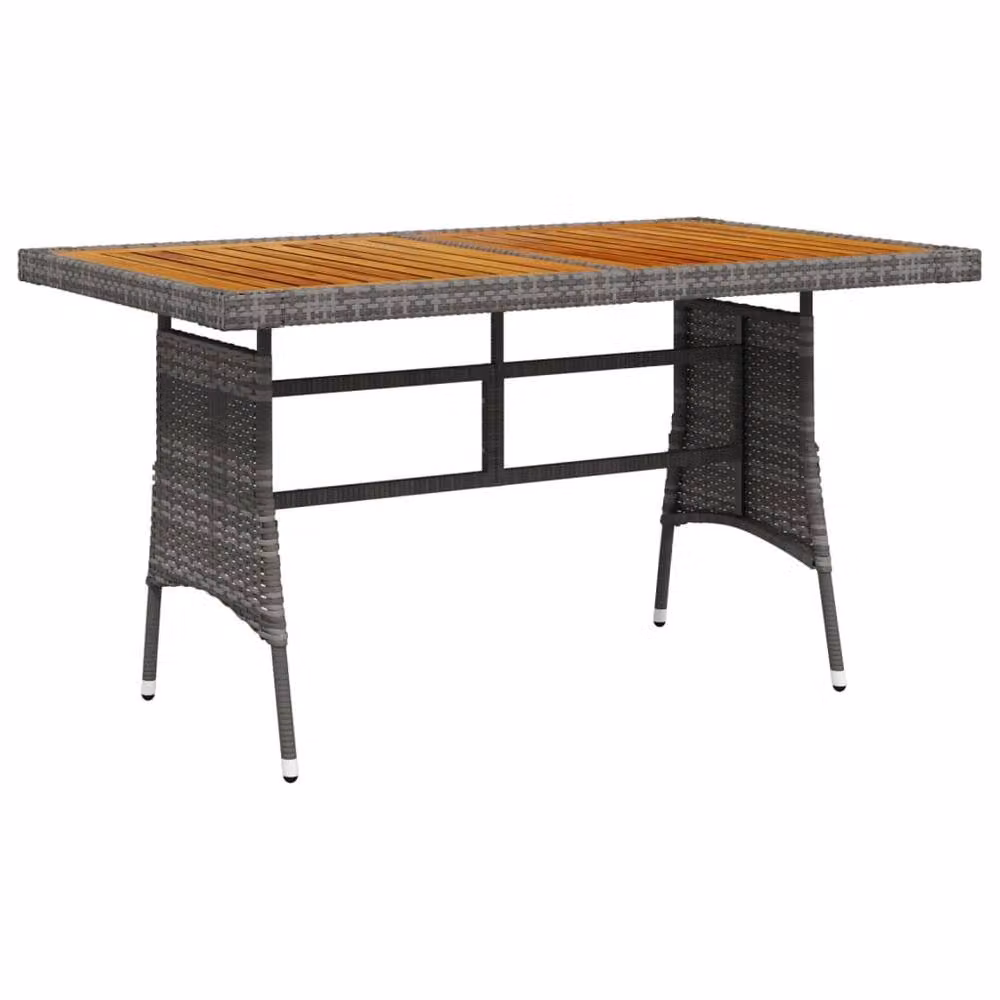 Berkfield Home Grey Extendable Rectangular Garden Table in Poly Rattan and Solid Acacia Wood, W/D/H: 130 x 70 x 72 cm – 2