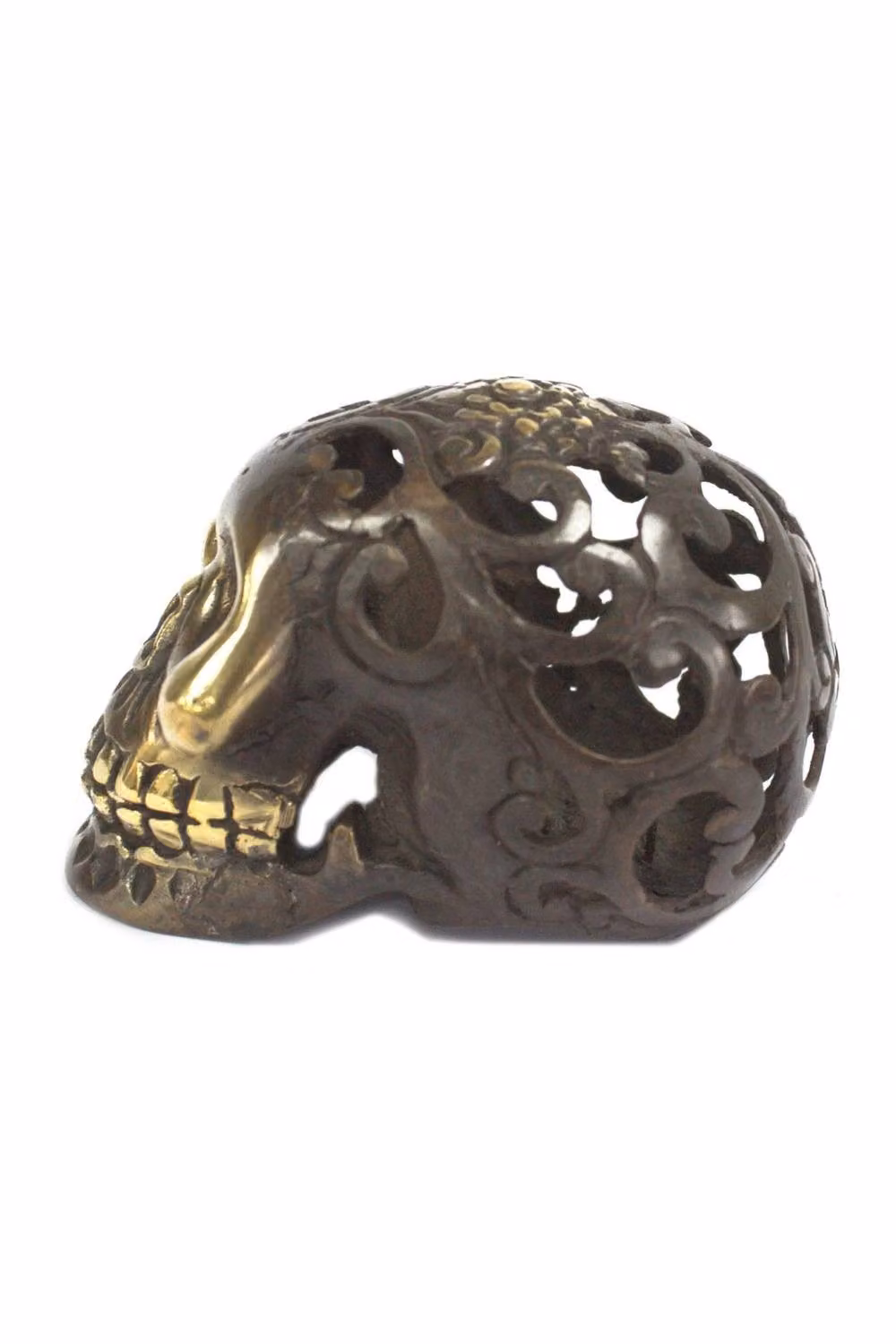KDMD Vintage Brass Skull Ornament in Gold – 2