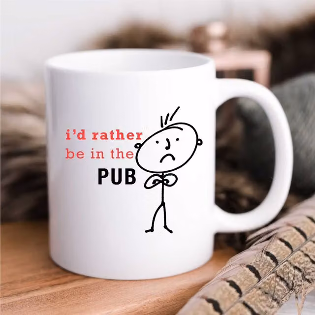 60 SECOND MAKEOVER Mens I'd Rather Be In The Pub Ceramic Mug in White – 1