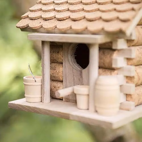 Garden Mile Brown Wooden Bird House with Wine Cork Design – 3