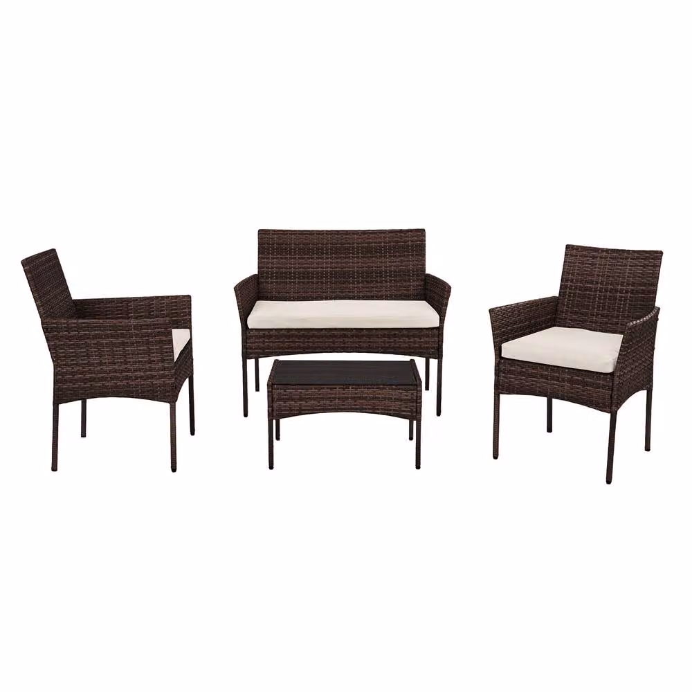Artemis Home Corato 4-Seat Rattan Patio Set in Brown – 3