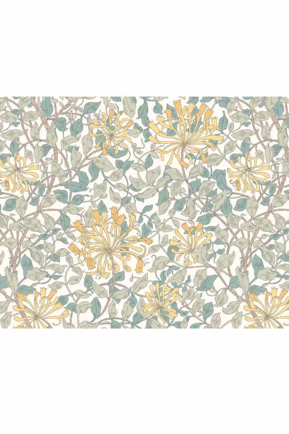 Origin Murals Honeysuckle Art Nouveau Floral Wall Mural in Blue and Multicolour, W: 300 cm, H: 240 cm – 2
