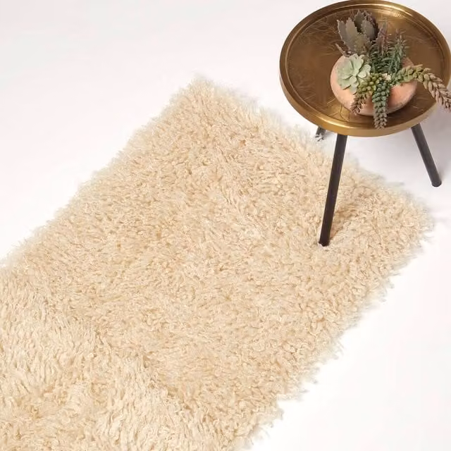 Homescapes Luxury Fluffy Shaggy Rug in Beige, White or Yellow