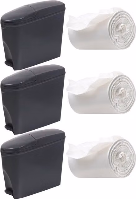 ProKleen Grey Pedal Operated Toilet Sanitary Bin with 3 x 20L Capacity and 150 Bin Liners