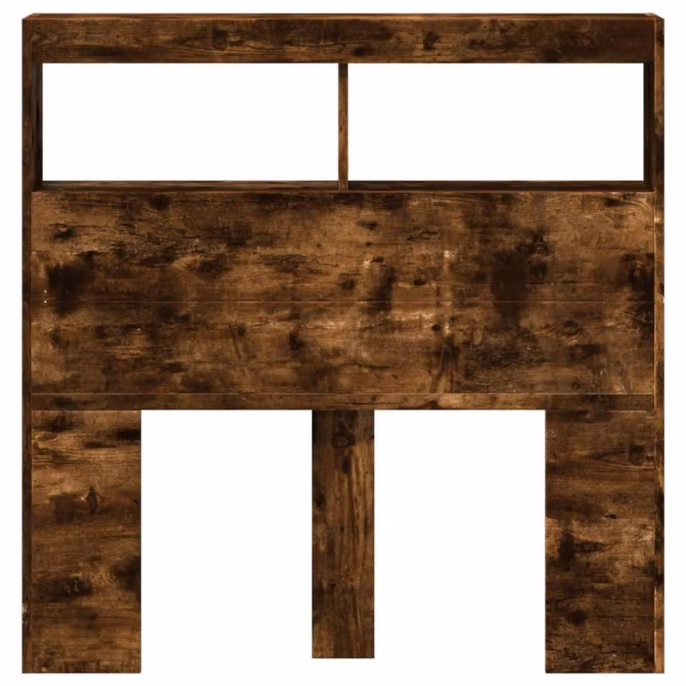 Berkfield Home Modern Headboard Cabinet with LED Lighting and USB Charging Port in Smoked Oak Brown, W/D/H: 100 x 17 x 102 cm – 5