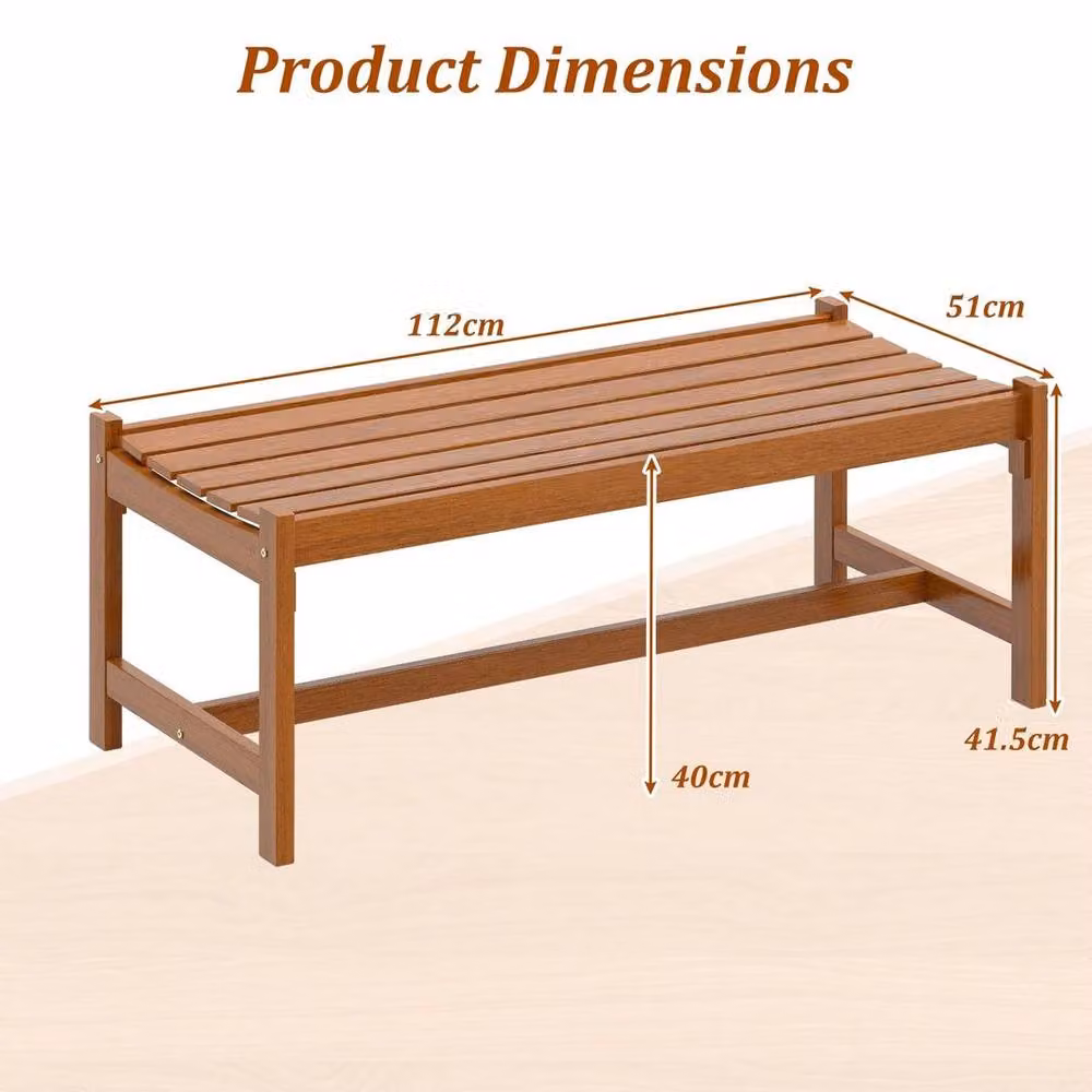 KORVIXA Brown Rustic Farmhouse Wooden Slat Garden Bench made from Oiled Treated Hardwood Teak, Width: 100 cm – 2