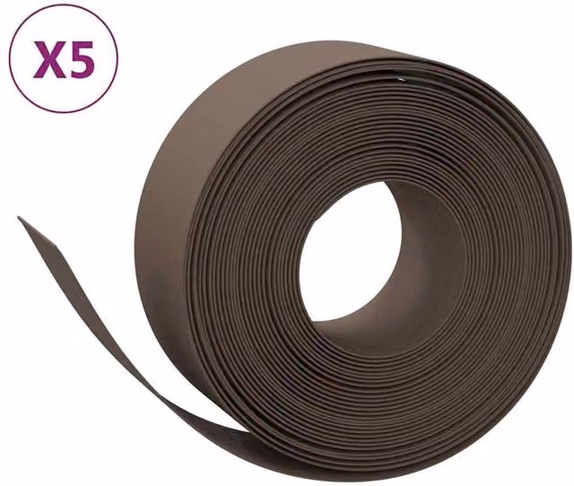 Berkfield Home Garden Edgings, 5 Pieces, Brown, 10 m, Height: 20 cm, Polyethylene