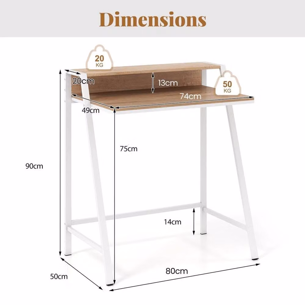 EONLION Modern Brown Computer Desk with Metal Legs, W: 100 cm, H: 75 cm – 2