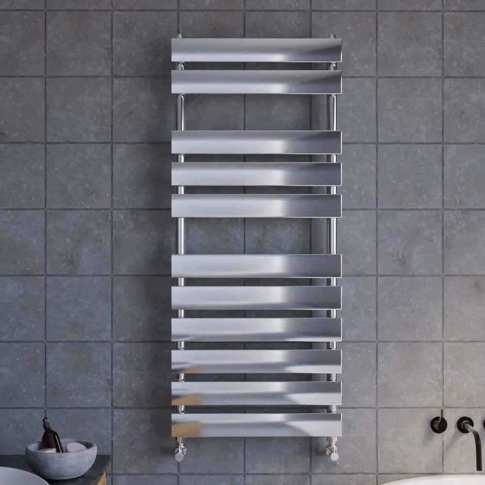 Balterley Contemporary Heated Towel Rail with 11 Flat Panels, Silver, W: 50 cm, H: 120 cm