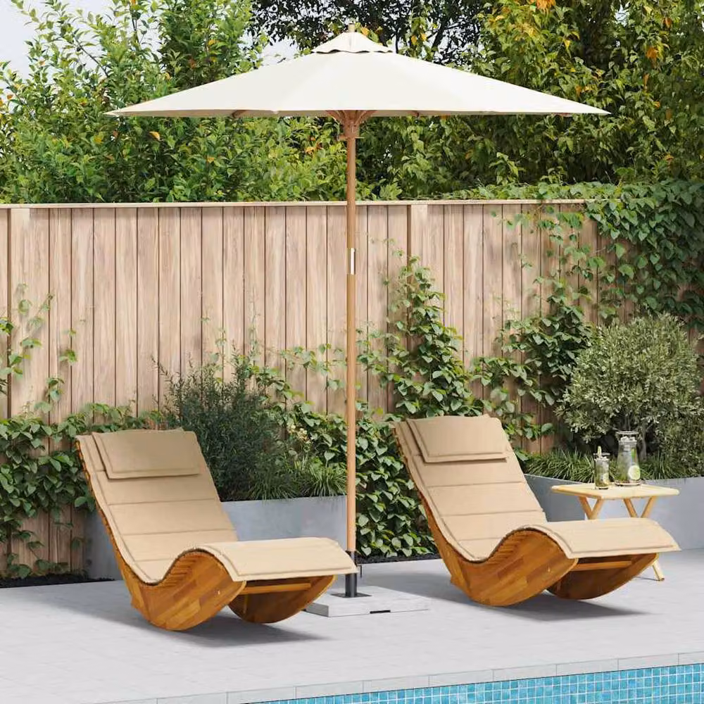 Berkfield Home Garden Bamboo Parasol in White, W/D: 240 x 260 cm – 2