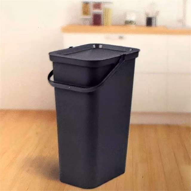 VOGREX Moda 40L Kitchen Bin with Locking Handle and Flip Lid, Black, Height: 60 cm – 1