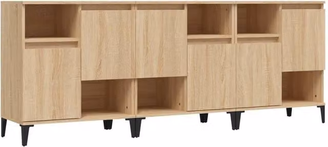 Berkfield Home 3-Piece Sonoma Oak Sideboard Set in Light Brown, W/D/H: 60 x 35 x 70 cm