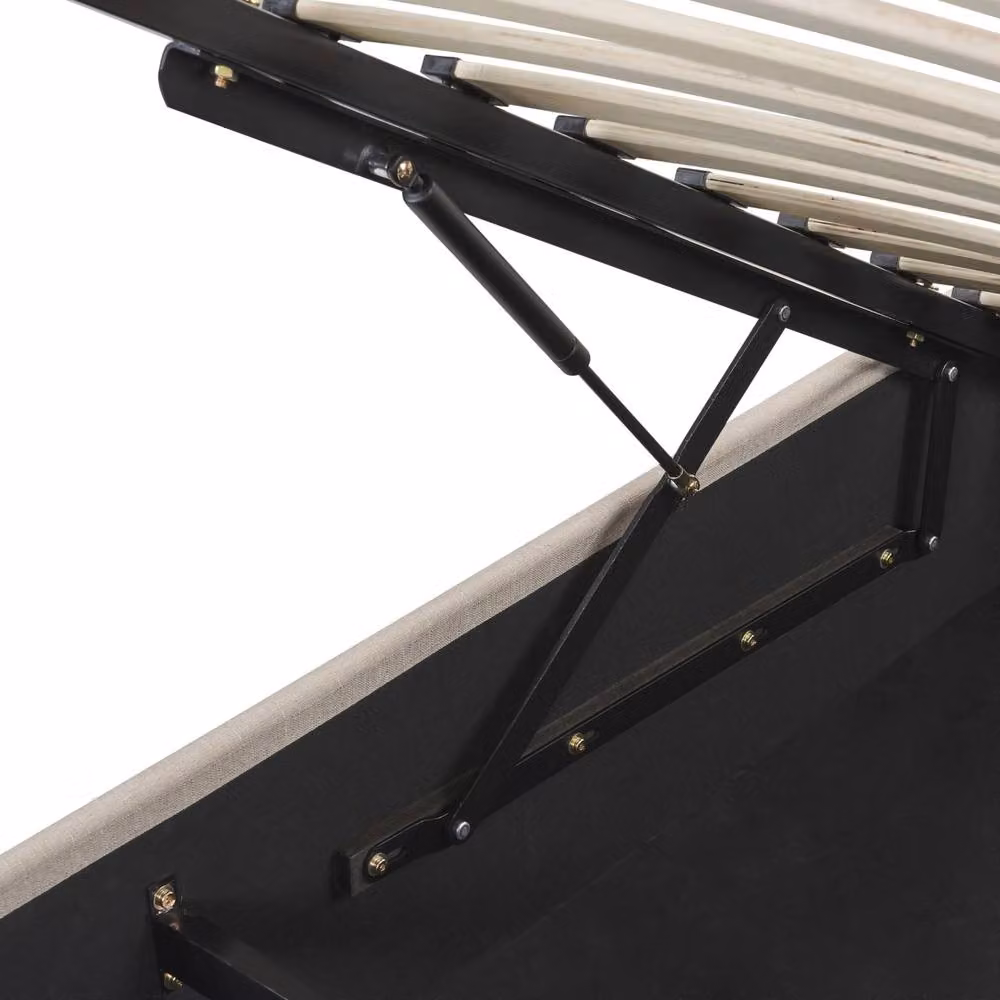 Wyld and Coco Slatted Ottoman Bed Frame, Single, Beige Fabric, W: 90 cm, D: 190 cm – 5