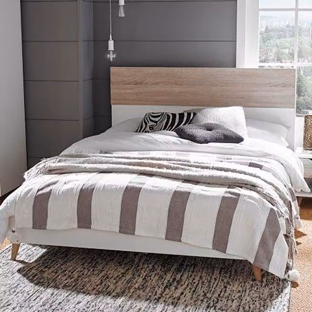 LPD Home Stockholm Scandinavian Double Bed in Oak and White