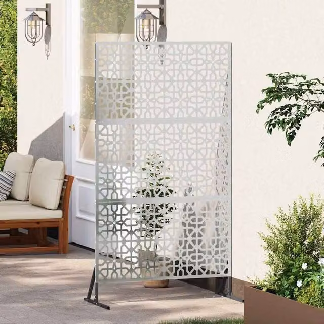 Berkfield Home Silver Galvanised Steel Rectangular Privacy Screen, W: 100 cm, D: 50 cm, H: 180 cm
