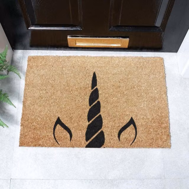 Artsy Mats Unicorn Horn Doormat in Black and Brown, W/D/H: 60 x 40 cm