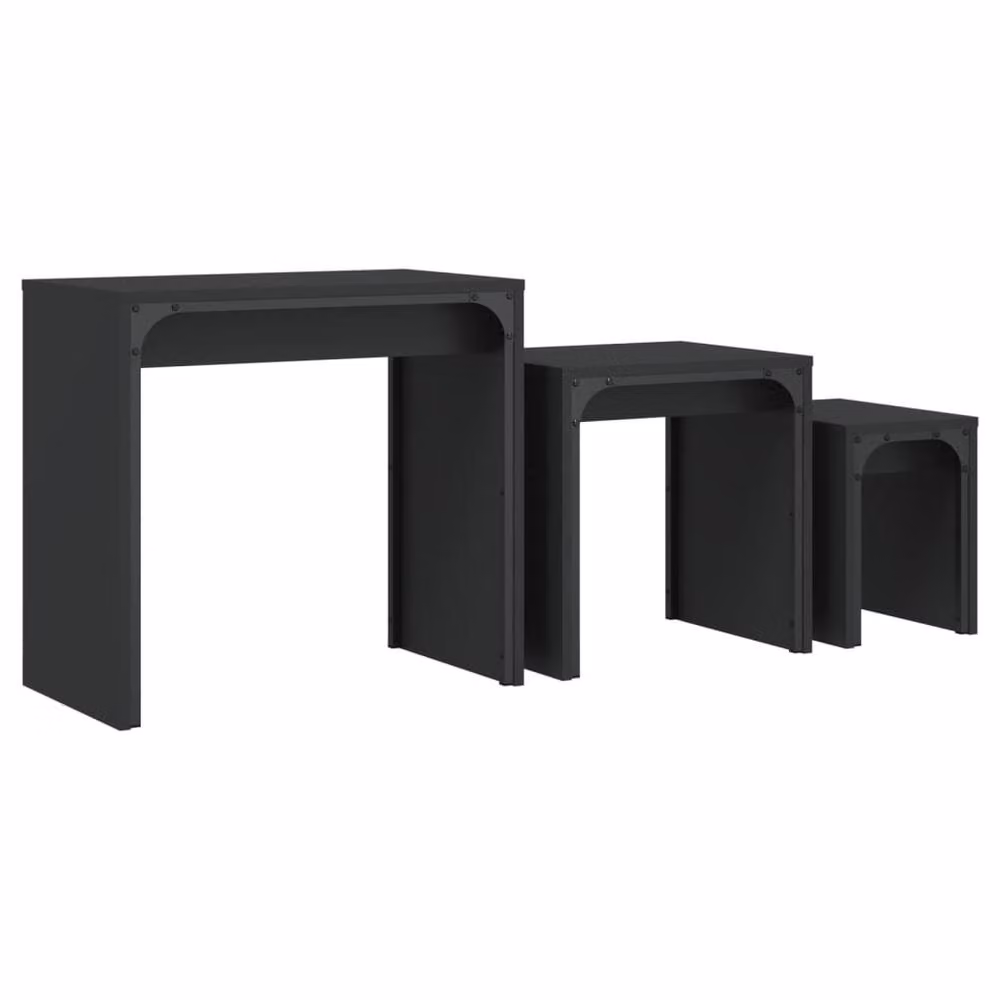 Berkfield Home Nesting Coffee Tables, 3 Piece Set in Black Engineered Wood – 3