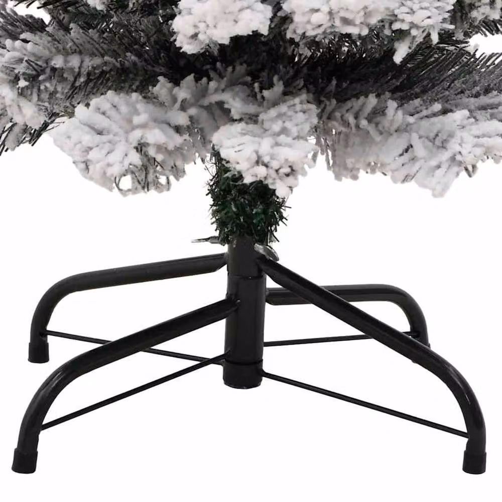 Berkfield Home Slim Flocked Artificial Christmas Tree in Green and White, Height: 150 cm – 5