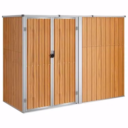 vidaXL Garden Tool Shed in Brown, Galvanised Steel, W/D/H: 225 x 89 x 161 cm