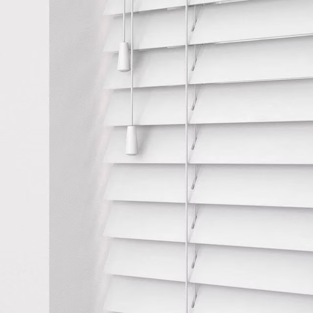 NewEdgeBlinds White Wooden Venetian Blinds with Cord, W: 40 cm, D: 40 cm, H: 40 cm