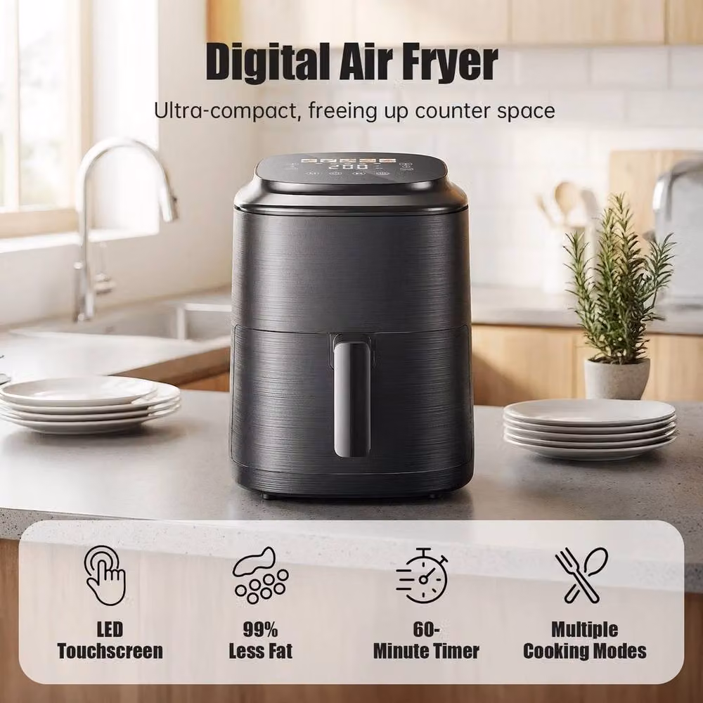 VOGREX 4L Digital Air Fryer with Hot Air Technology in Dark Grey – 4