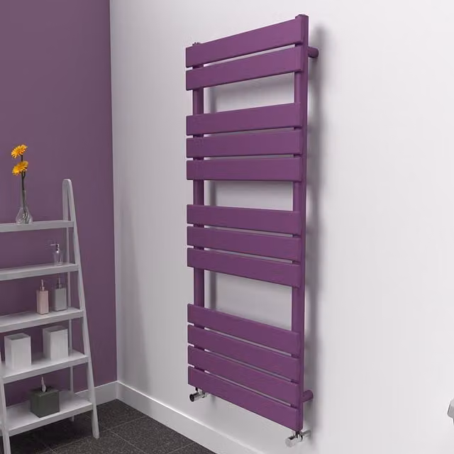 Lux Heat Flat Coloured Towel Radiator in Purple, W: 50 cm, H: 120 cm