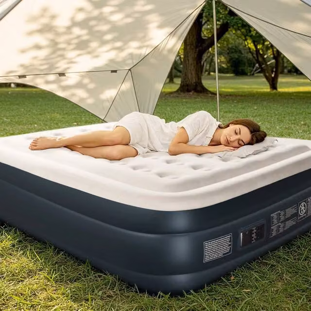 EONLION Double Size Inflatable Air Mattress in Blue, W/D/H: 140 x 200 x 45 cm