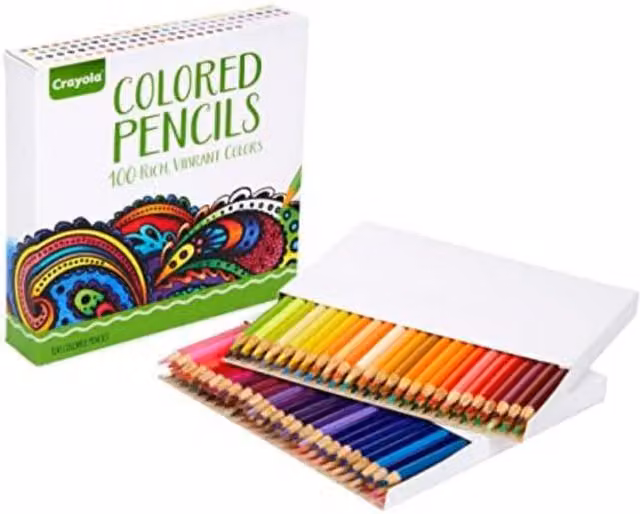 Crayola Adult Coloured Pencil Set, 100 Count, Multicolour