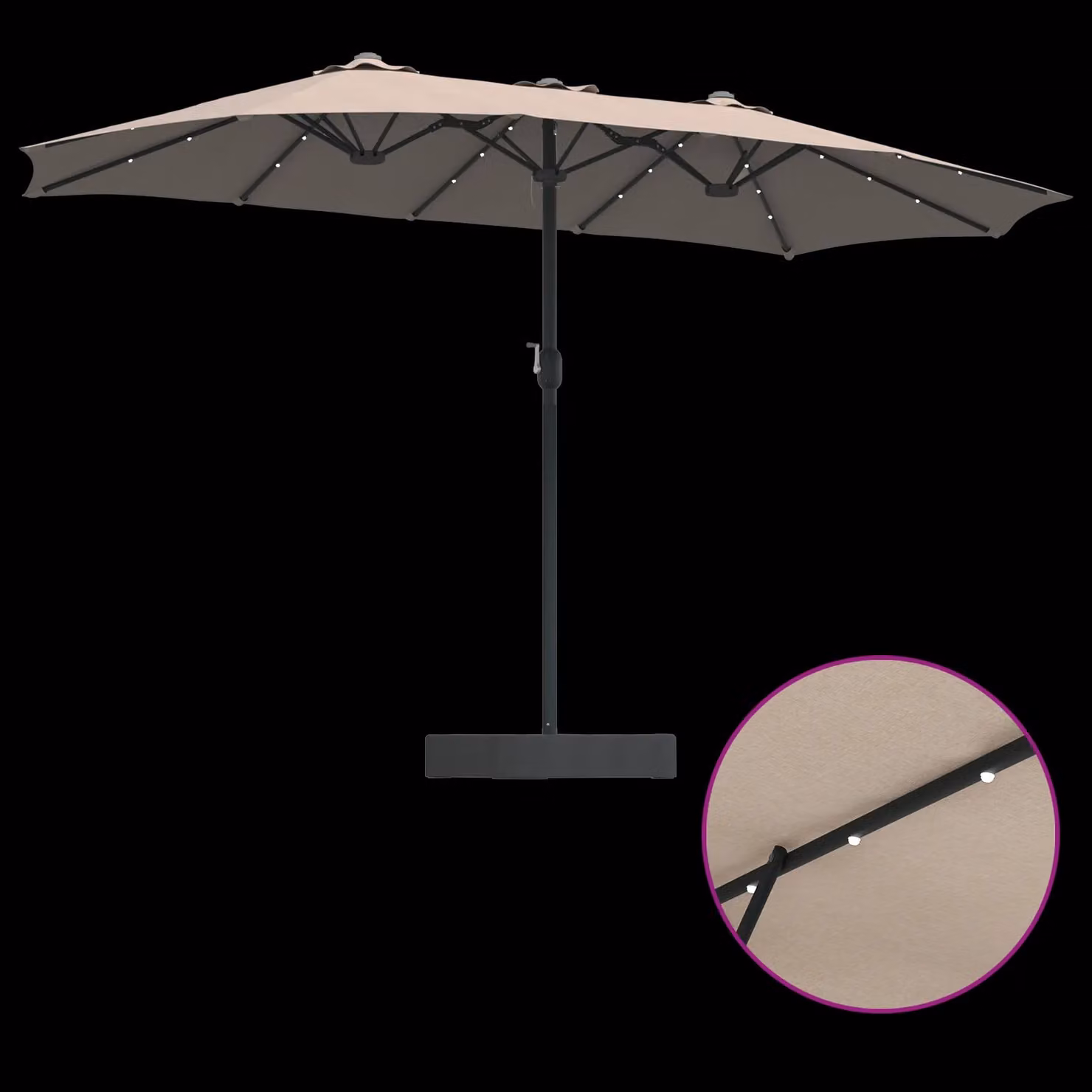 Berkfield Folding Garden Parasol in Taupe with Polyester Fabric and Steel Frame, W/D/H: 385 x 209 x 244 cm – 5