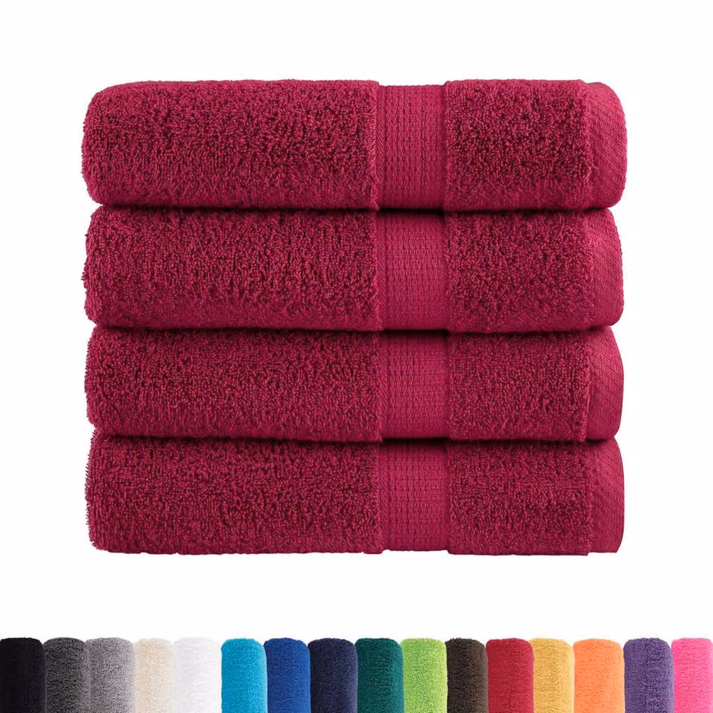 Berkfield Home SOLUND Premium Cotton Terry Shower Towels, 4 Pack, Red, W: 70 cm, L: 140 cm, 600gsm – 2