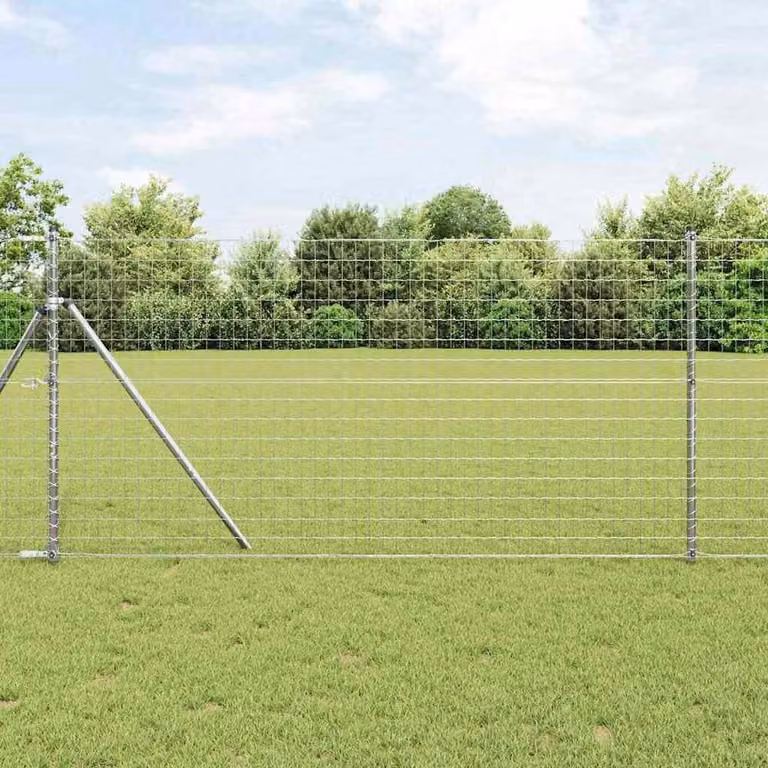 Berkfield Home Modern Euro Fence Galvanised Steel in Silver, 1 x 25 m