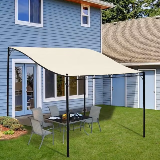 Outsunny Wall-Mounted Metal Gazebo Awning in White