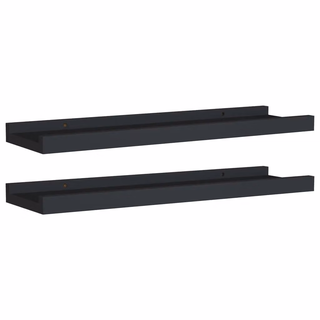 Berkfield Home Picture Frame Ledge Shelves, 2 Pack, Black, W/D/H: 40 x 9 x 3 cm – 2