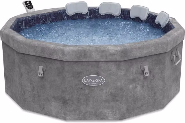 Lay-Z-Spa Carrara AirJet Inflatable Round Hot Tub for 4-6 People, Grey